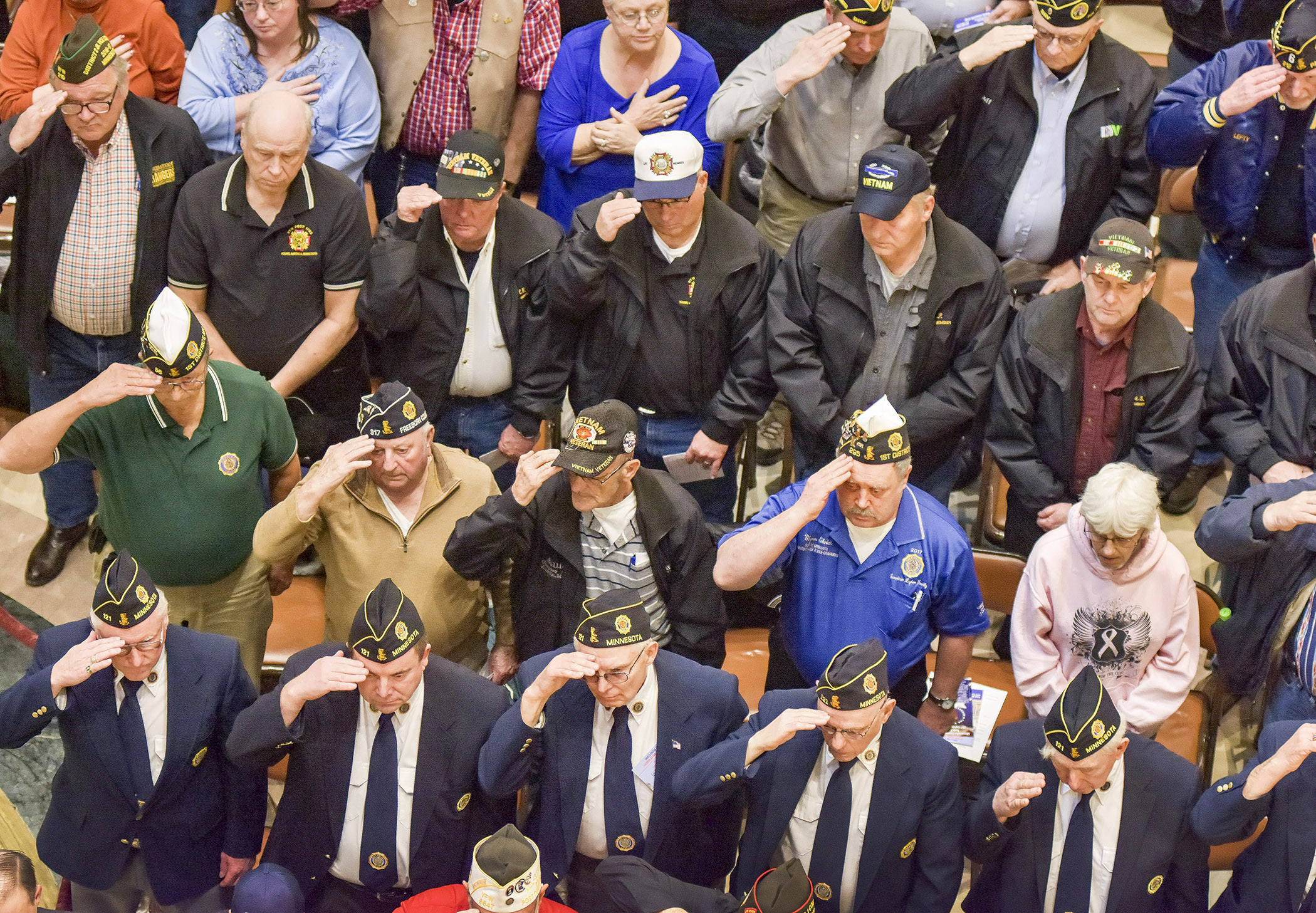 Veterans rally in the Capitol Rotunda during the 2017 session. House Photography file photo
